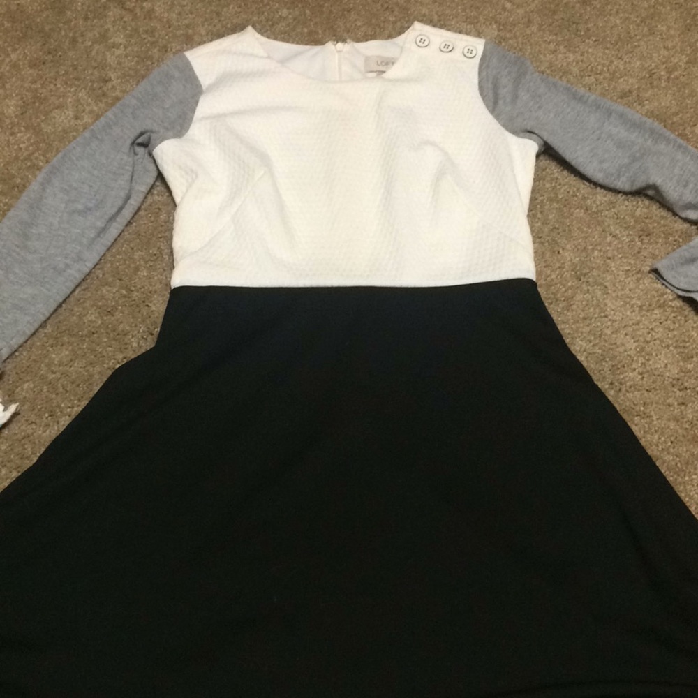 White grey and black dress